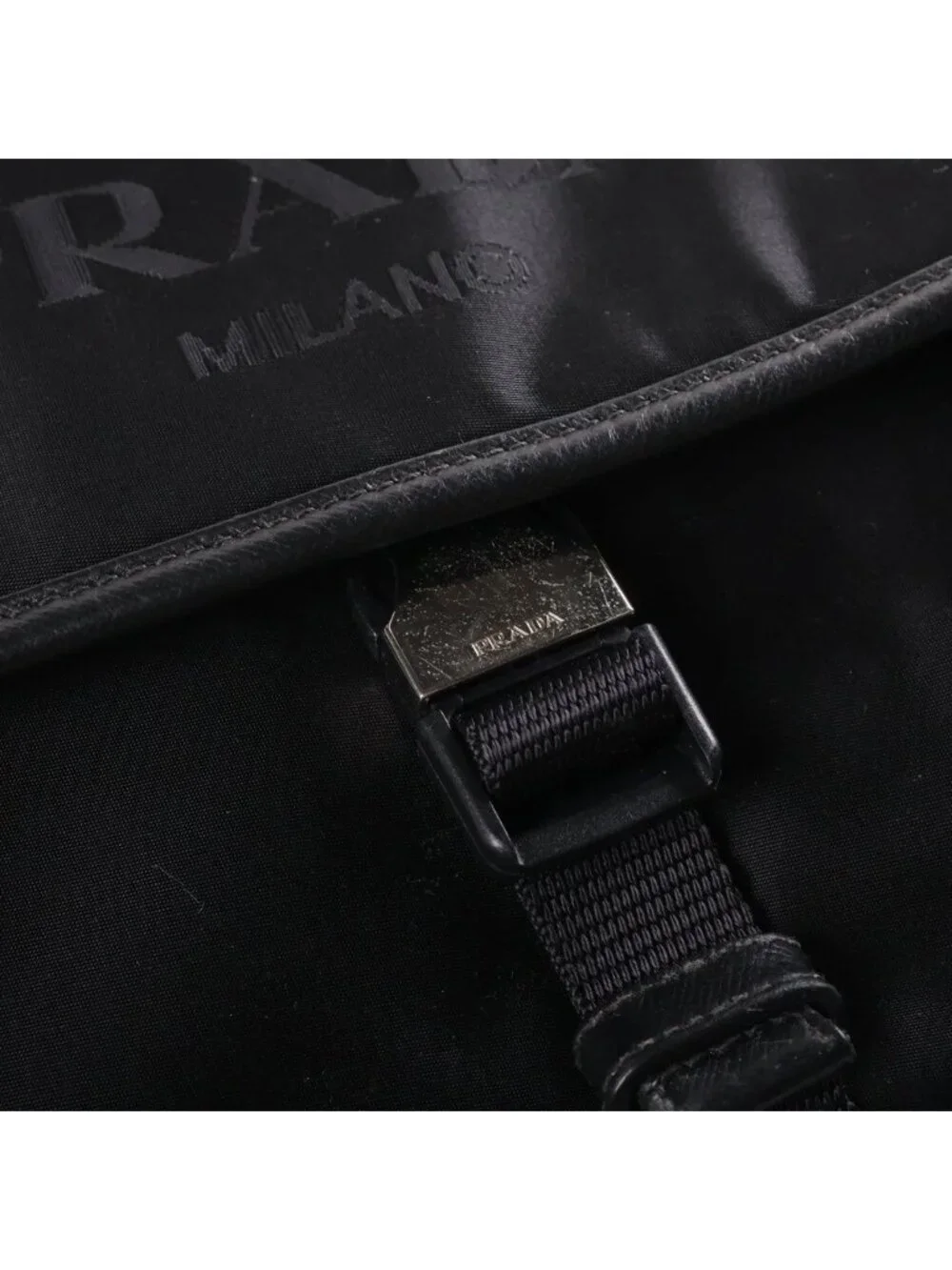 Prada Nylon Shoulder Messenger Bag Logo Black